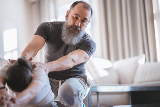 Treino de costas e peito em casa