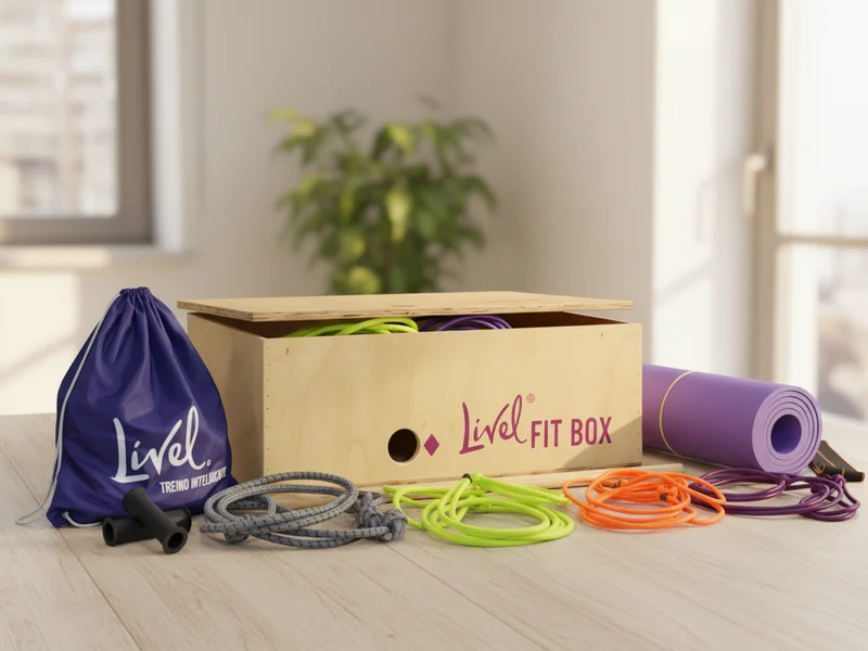 Kit Livel FitBox completo: box, elasticos, bastao, colchonete e bag